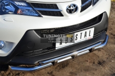 Toyota RAV 4 2013- Защита переднего бампера d63 (секции) d42 (дуга) с декор элементами TR4Z-001280